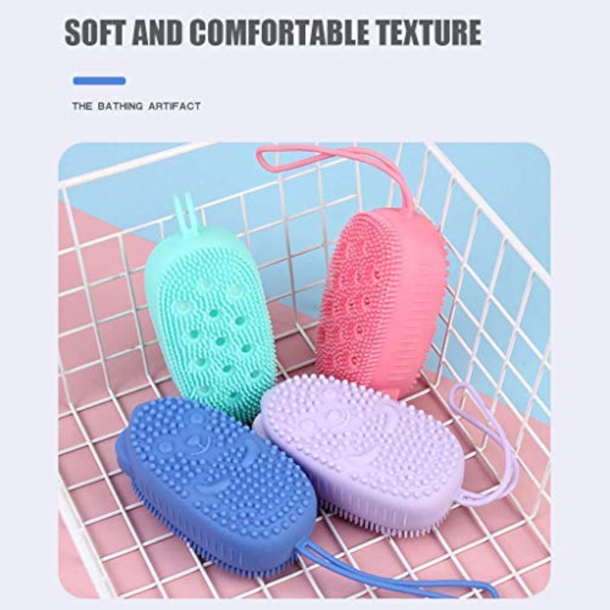 Silicone Back Scrubber Bath Brush Washer for Dead Skin Removal
